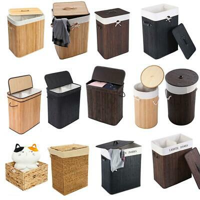 Modern Bamboo Hamper Storage Laundry Basket Durable Washing Cloth Bin Lid Sorter