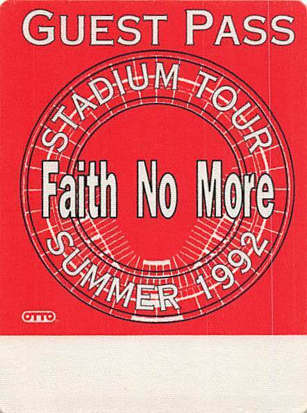 Faith No More Backstage Pass 1992