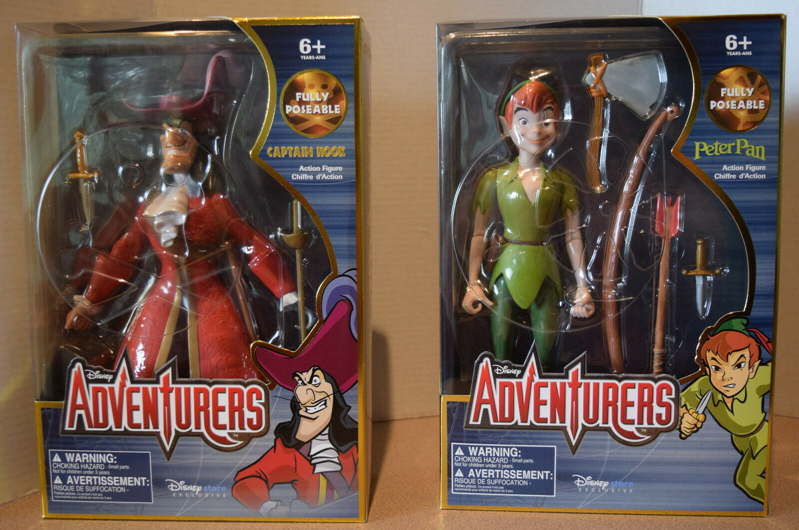 Disney Adventurers Peter Pan And Captain Hook Store Exclusive Lot New 11.5" Tall